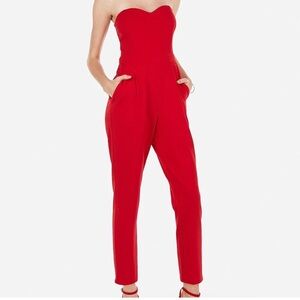 EXPRESS Red Strapless Jumpsuit